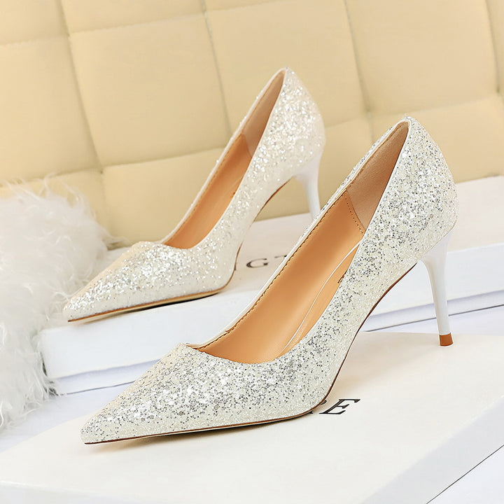 Women 7cm 9.5cm High Heels Bling Pumps Sparkly Heels