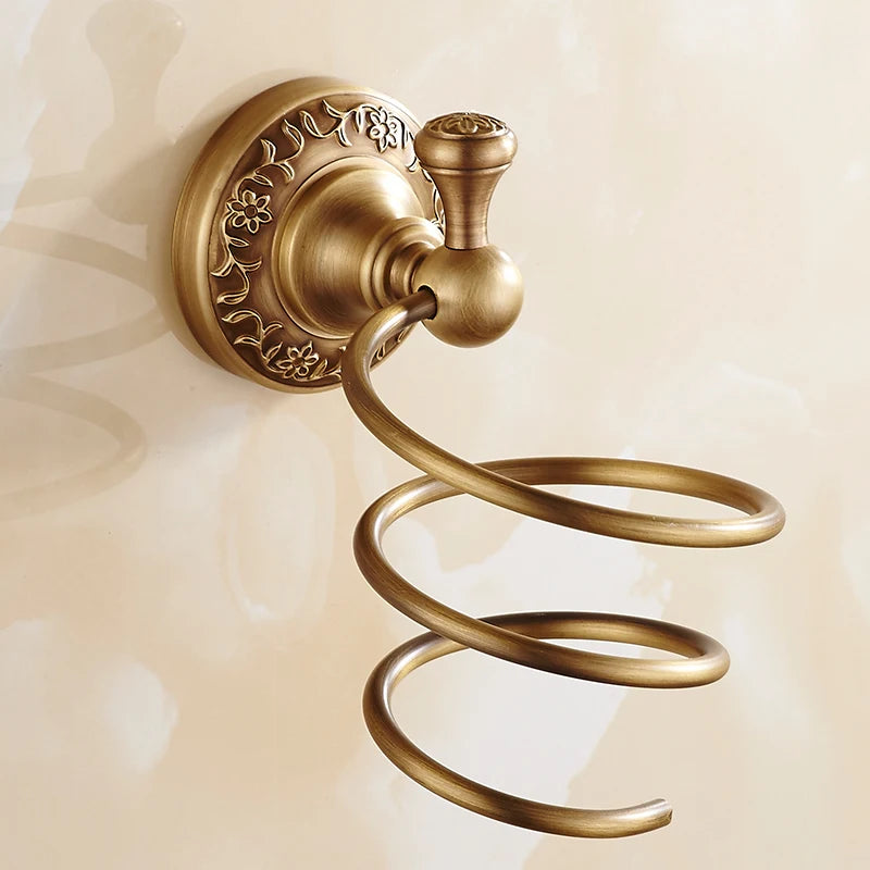All-copper antique hair dryer rack, bathroom hair dryer rack, storage hanger, European retro light luxury, simple and original.
