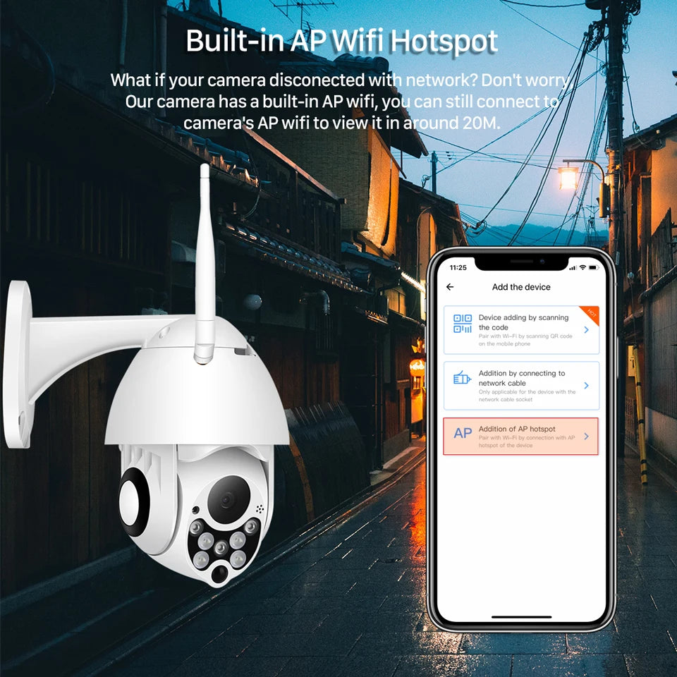 YCC365 Plus Wifi Camera Outdoor 1080P HD CCTV Security Camera PTZ 4x Zoom Waterproof Speed Dome Wireless Surveillance Camera