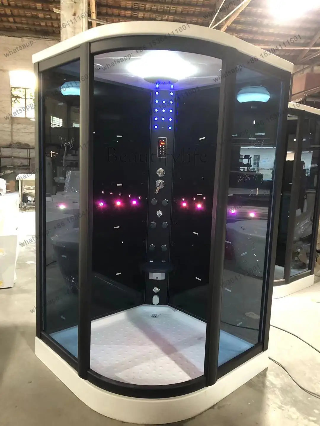 Arc fan swing door overall intelligent luxury steam sauna shower room waterproof wet and dry separation