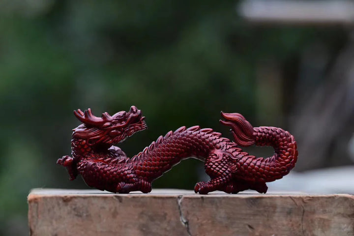 Natural Wood Shenlong  Statue  Chinese Auspicious Beast，Solid wood Carving