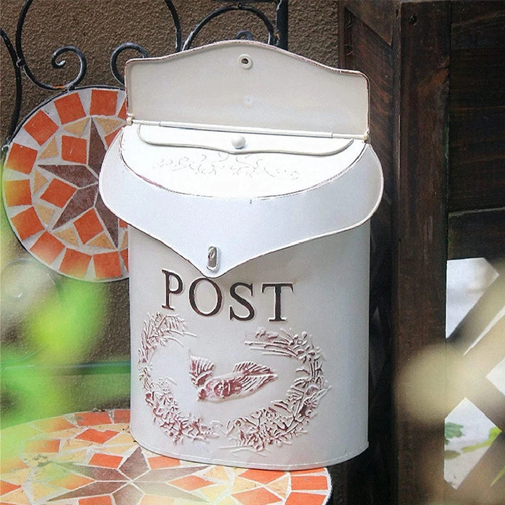 Vintage European Rural Pastoral Style Wall Mount Mailbox Farmhouse Post Creative Newspaper Letter Box Waterproof Garden Decor