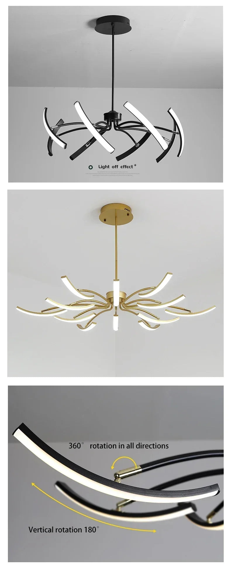 Modern Black Gold Dimming Pendant Light Nordic Creative LED Ceiling Chandeliers For Living Room Home Decor Light Fixtures