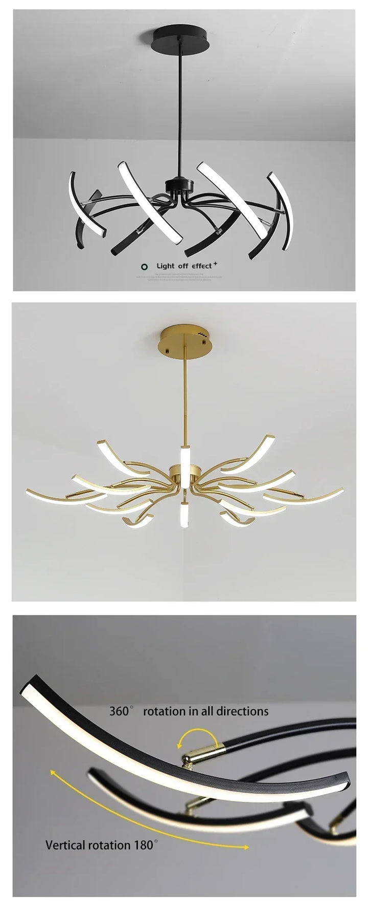 Modern Black Gold Dimming Pendant Light Nordic Creative LED Ceiling Chandeliers For Living Room Home Decor Light Fixtures