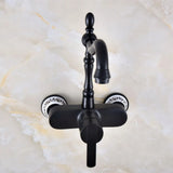 Black Oil Rubbed Bronze Bathroom Kitchen Sink Faucet Mixer Tap Swivel Spout Wall Mounted Single Handle mnf841