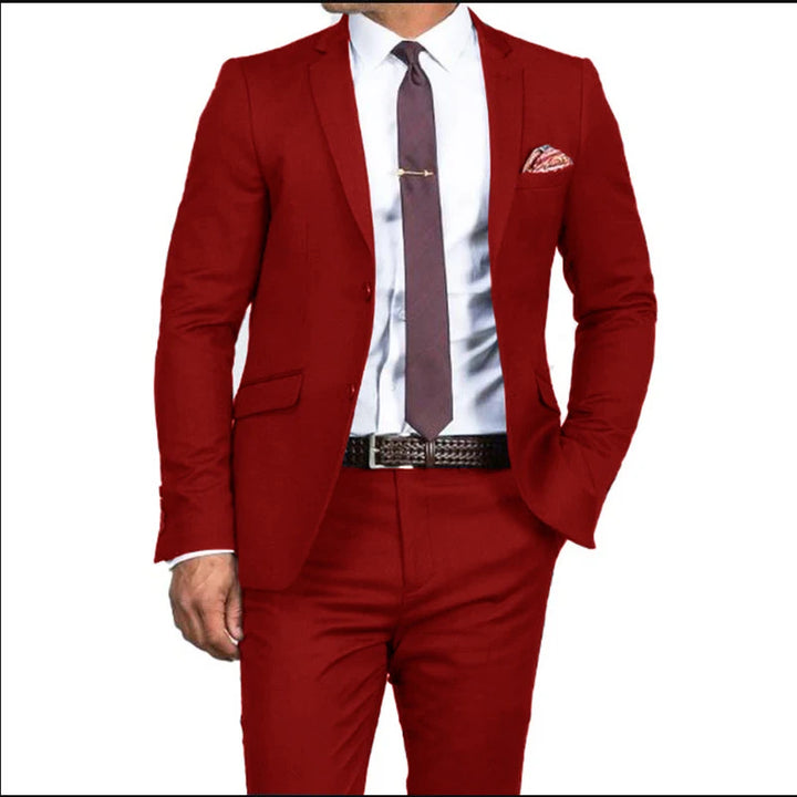Men's Formal Fit Single breasted Elegant man suit Customized  Casual Business Office Jacket Set of Two Comfortable