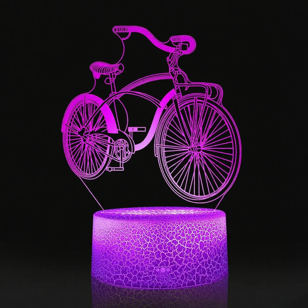 3D Bicycle Night Light 7 Color Illusion LED USB Night Lamp for Bedroom