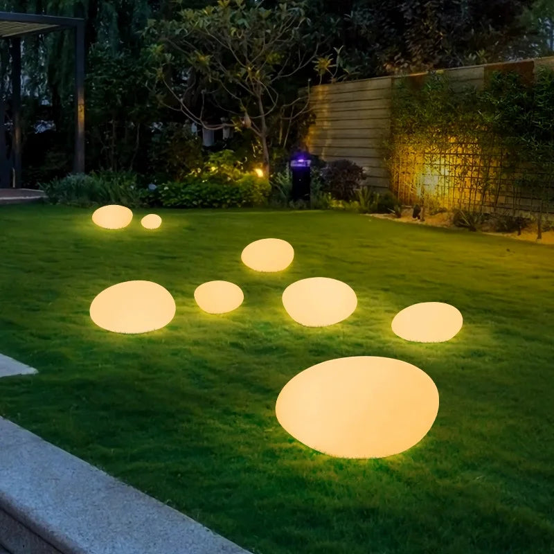LED Pebble Stone Light Outdoor Camping Lawn Solar Colorful Landscape Light Villa Garden Floor Lamp