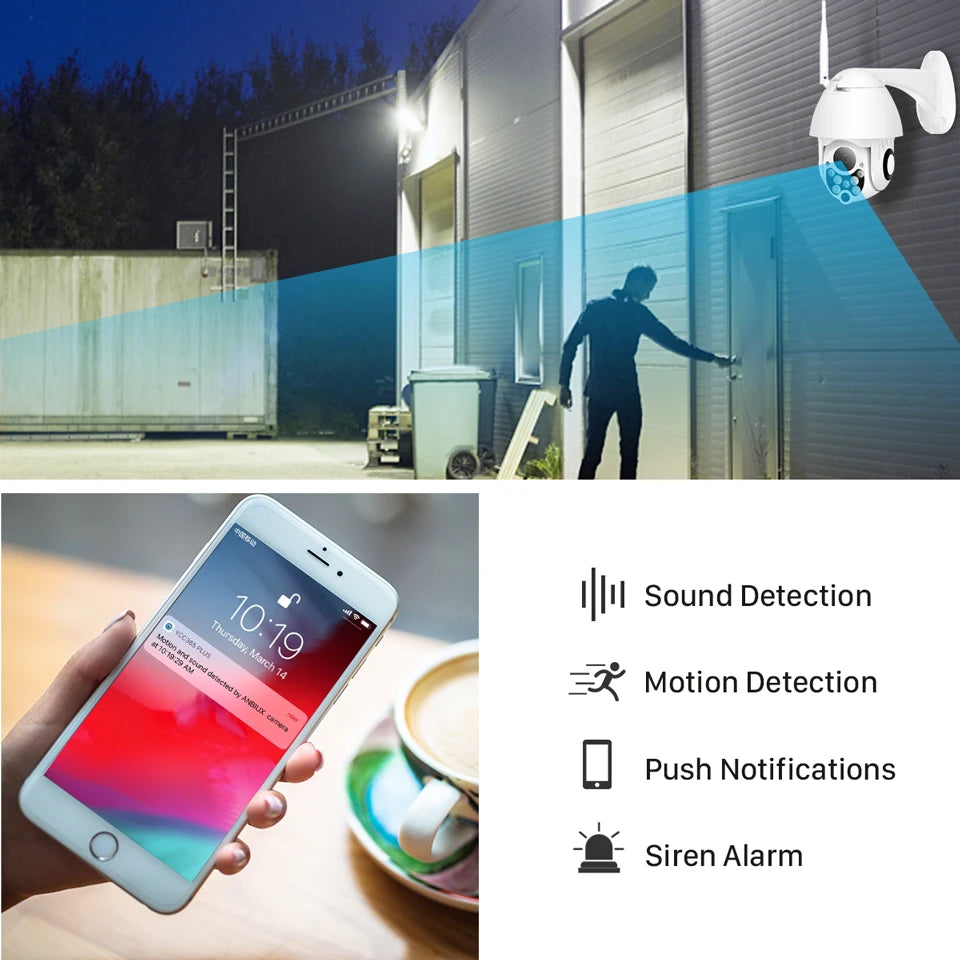 YCC365 Plus Wifi Camera Outdoor 1080P HD CCTV Security Camera PTZ 4x Zoom Waterproof Speed Dome Wireless Surveillance Camera