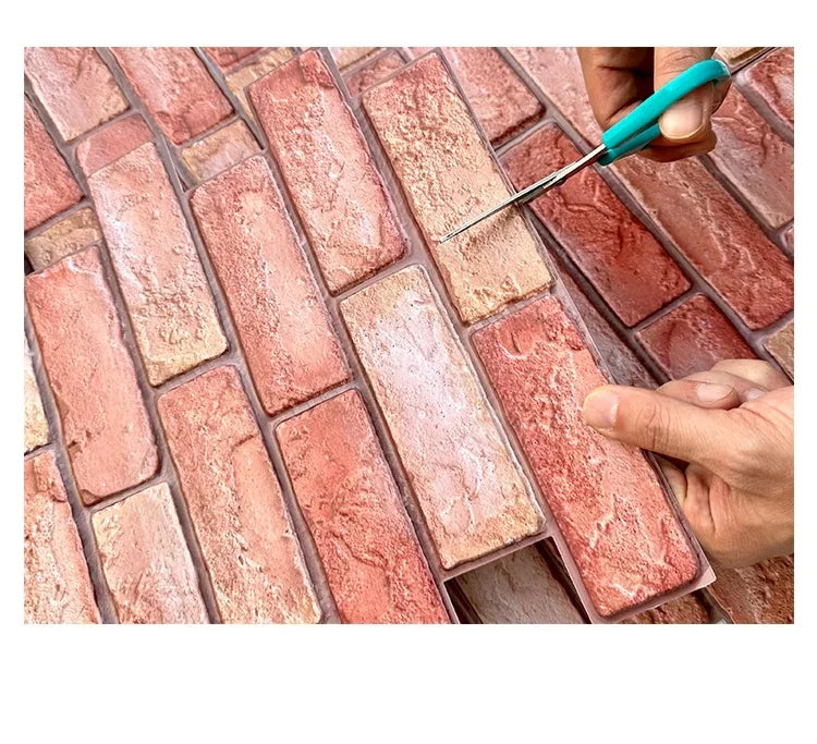 3D Foam Wall Stickers 10PCS Self Adhesive Retro Sticker Decor Subway Tile Brick Wallpaper for Bathroom Fireplace Interior Decor