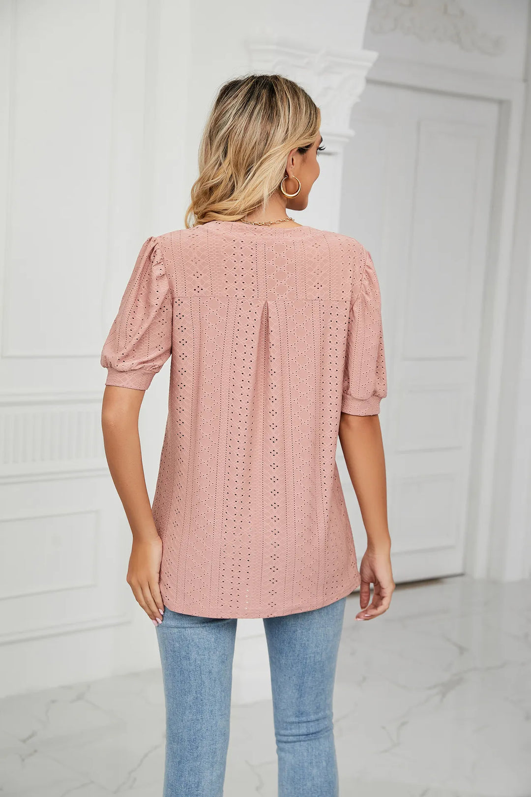 Womens Summer Tops V Neck Ruffle Sleeve Blouses Short Sleeve Casual Tops T-Shirts For Women