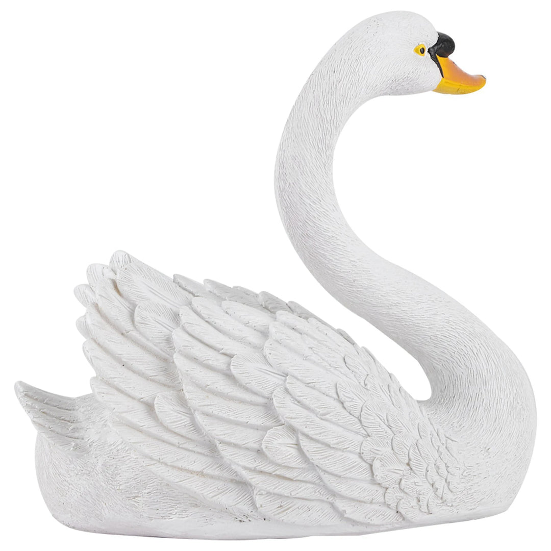 Resin Swan Sculpture Floating White Swan Figurine Ornament For Yard Garden Decor