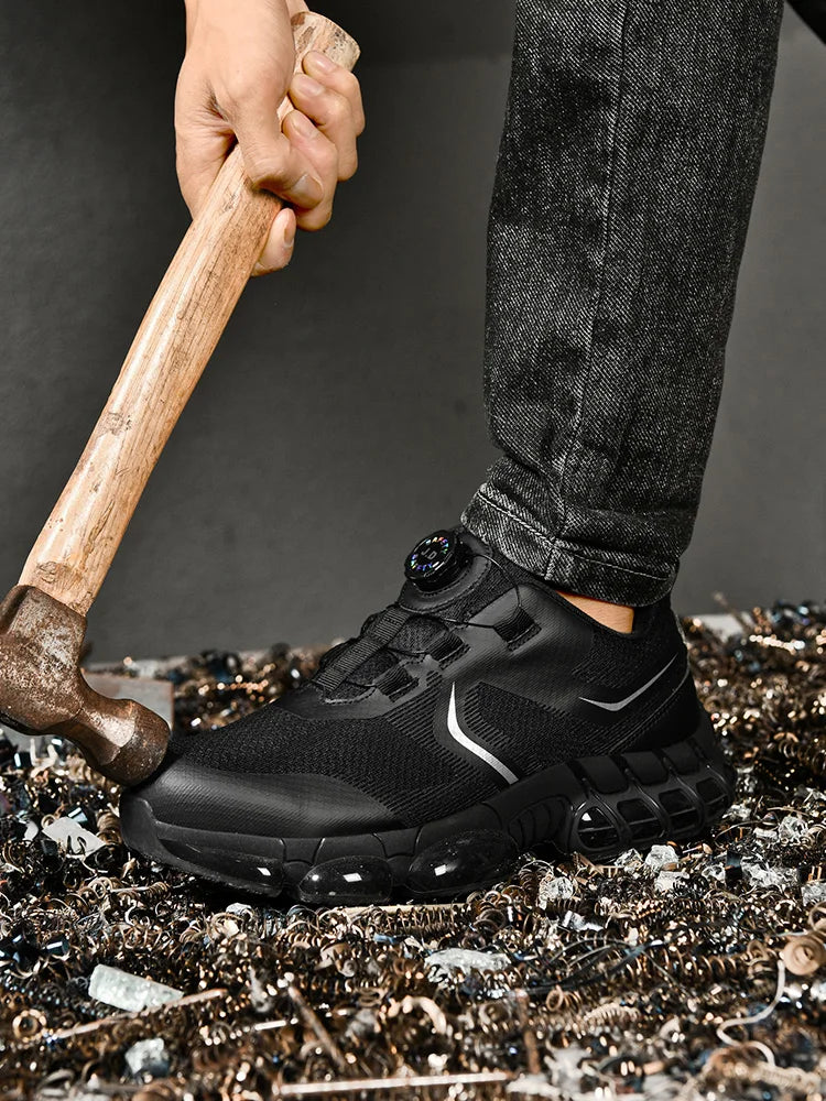 VIPOL Men's outdoor sports shoes, steel-toe shoes, construction site safety shoes, anti-crush and anti-puncture safety shoes