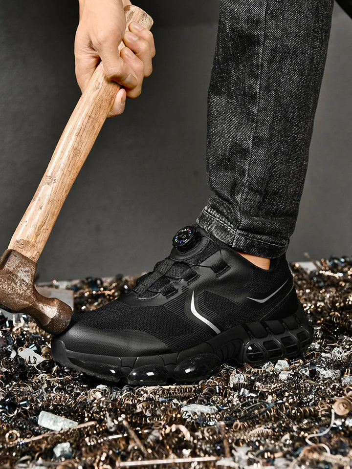 VIPOL Men's outdoor sports shoes, steel-toe shoes, construction site safety shoes, anti-crush and anti-puncture safety shoes