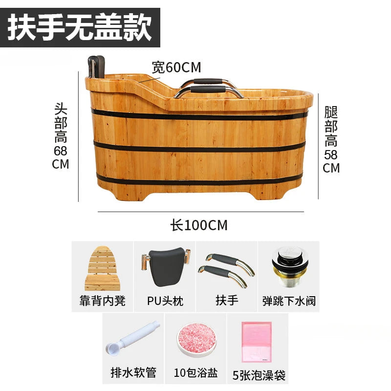 Portable Bathtubs Wooden Barrel Sweat Steaming with Cover Home Full Body Adult Bath Barrel Adult Home Beauty Salon Bath Tub