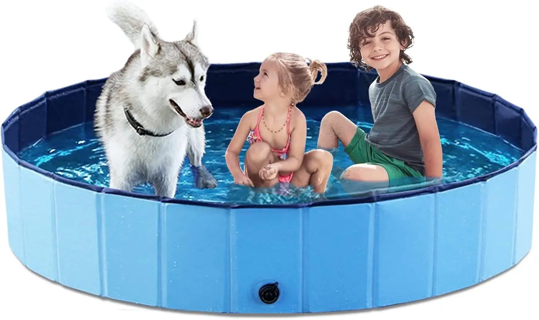 Foldable Bath Tub for Dogs & Cats – 48 Inch Collapsible Pet Pool with Quick-Drain Design, Durable PVC for Puppies/Kids