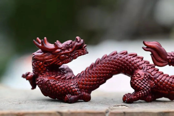 Natural Wood Shenlong  Statue  Chinese Auspicious Beast，Solid wood Carving