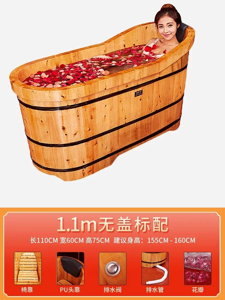 Wooden Bathtub for Adult, Cedar Barrels Bath Bucket, Fumigation Bath, Solid Bathtub