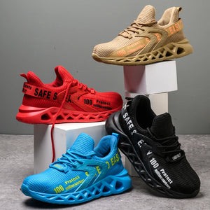 New Safety Shoes Men Breathable Light Work Sneakers Steel Toe Shoes Anti-smash Anti-puncture Indestructible Shoes Large Size 50