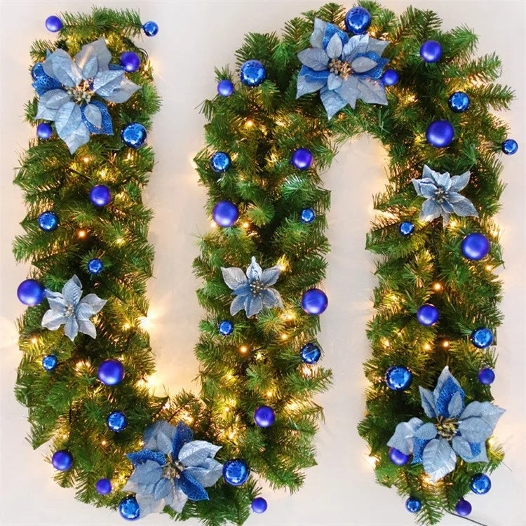 270cm Christmas LED Rattan Garland Decorative For Staircase Fireplace Christmas Decoration Xmas Tree Rattan Banner Home Pendant