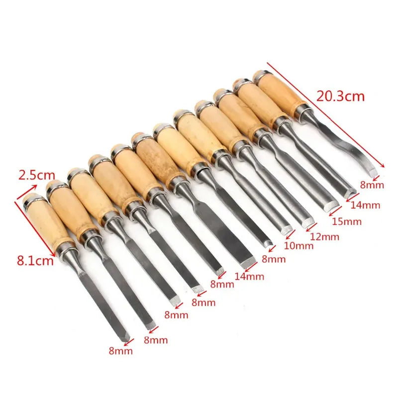 12 Piece Carving Knife Woodworking Carving Chisel Carving Knife Set Hand Carved Flat Chisel Woodworking Carving Knife Set