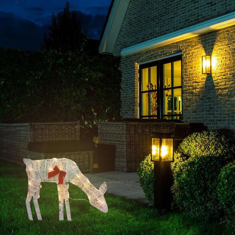 LED Light Iron Art Elk Deer Lighted Christmas Deer Glowing Glitter Reindeer Christmas Garden Decor Xmas Home Outdoor Yard Decor