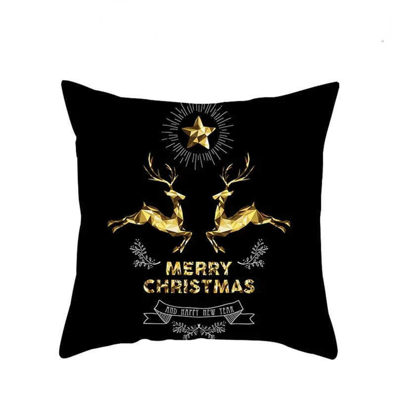 1pcs/set Christmas Black Gold Cushion Cover Merry Christmas Decorations for Home