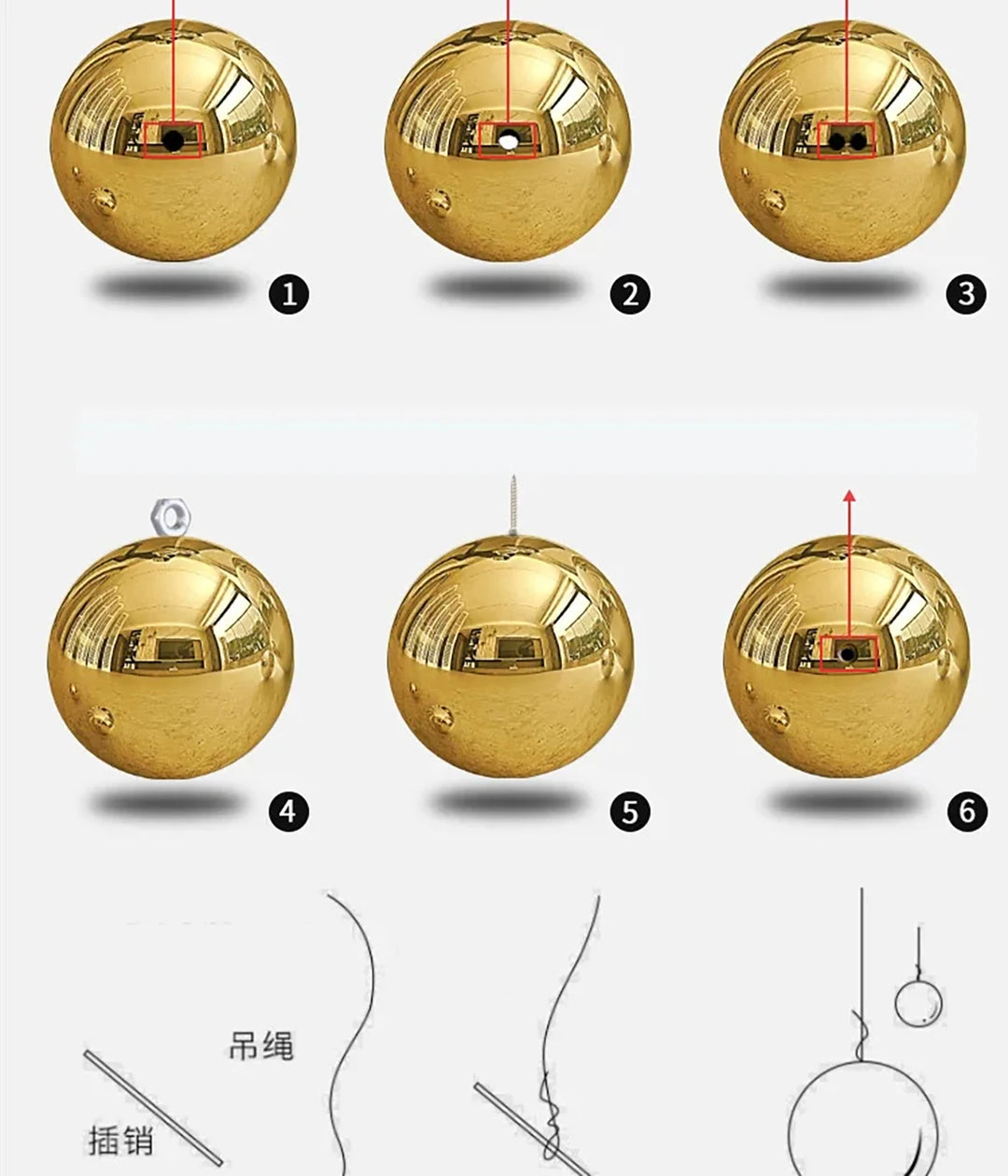 1-10Pcs 304 Stainless Steel Hollow Gazing Ball Mirror Polished Shiny Gold Sphere for Home Garden Ornament 19mm-300mm Golden Ball