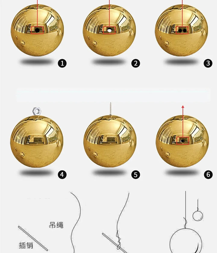 1-10Pcs 304 Stainless Steel Hollow Gazing Ball Mirror Polished Shiny Gold Sphere for Home Garden Ornament 19mm-300mm Golden Ball