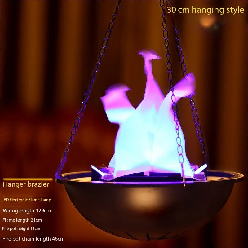 Halloween decoration electronic LED flame lamp fake fire burning prop haunted house bar store home party decoration lighting