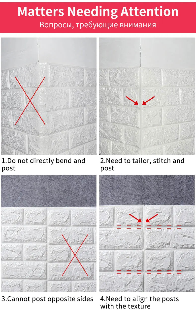 10Pcs Self-Adhesive 3D Wall Sticker DIY Brick Stickers Home Kids Room Kitchen Ceiling Decor No Odor No Pollution Wallpaper 70X77