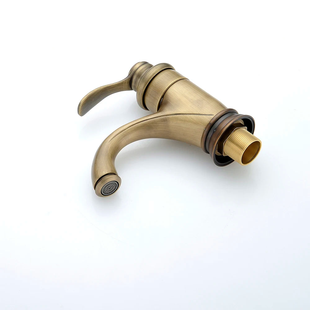 Single Hole Single Handle Retro Style Vessel Sink Faucet Antique Brass Deck Mounted Bathroom Basin Sink Mixer Taps GZ7203