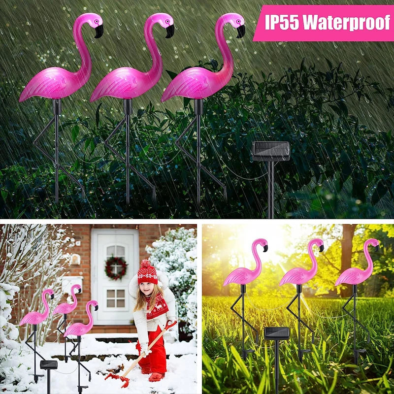 1/3Pcs Solar LED Light Flamingo Lawn Light Garden Light Outdoor Waterproof Pink Flamingo Lights Landscape Lighting Garden Decor