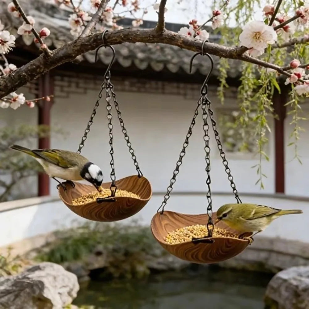 Double Layer Hanging Bird Feeder Feeding Tools Yard Decoration Bird Bath Bowl Bowl-shaped Plastic Hummingbird Water Drinker