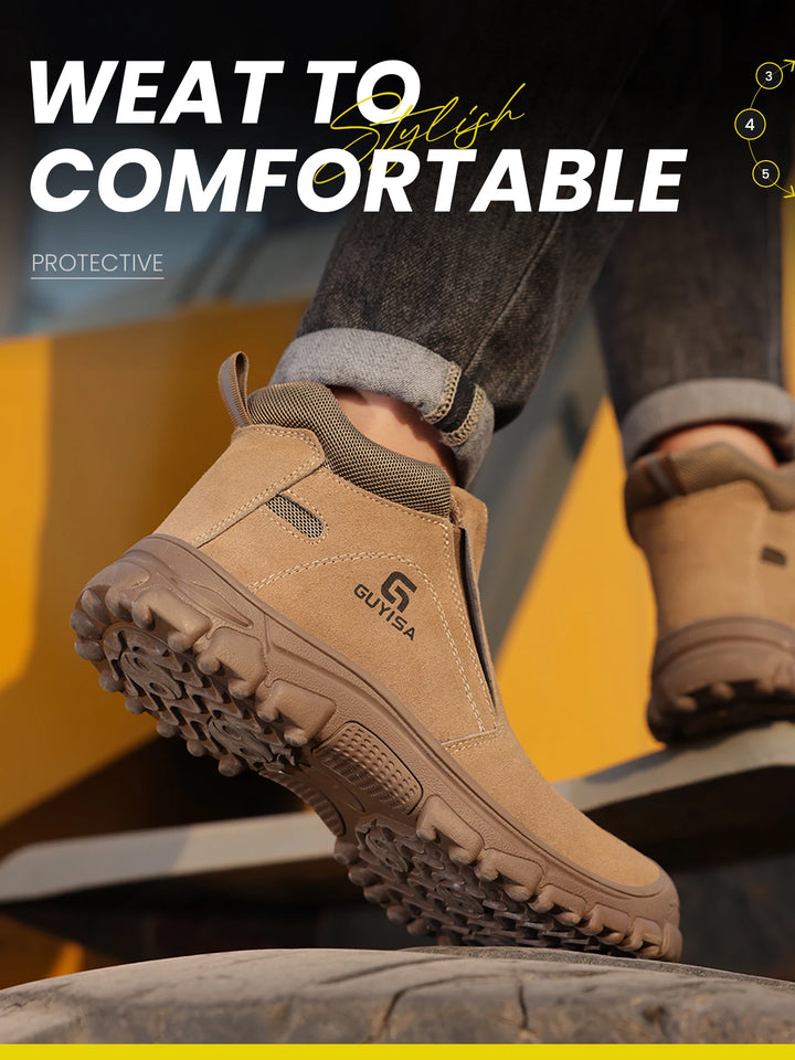 Men's work shoes with anti-crush, anti-puncture and anti-scald rubber soles for all seasons