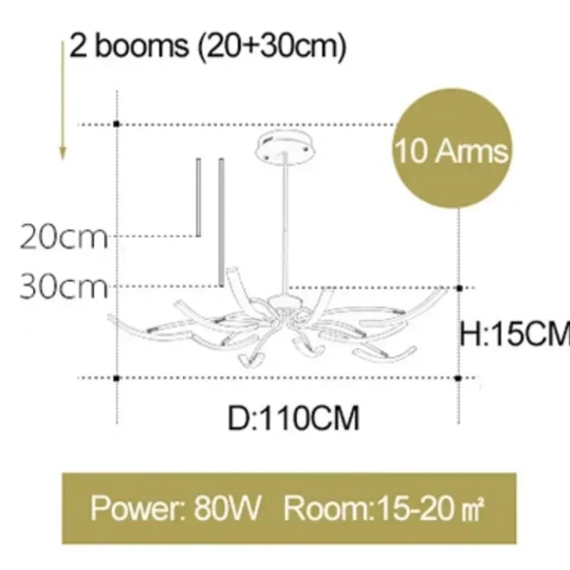 Modern Black Gold Dimming Pendant Light Nordic Creative LED Ceiling Chandeliers For Living Room Home Decor Light Fixtures