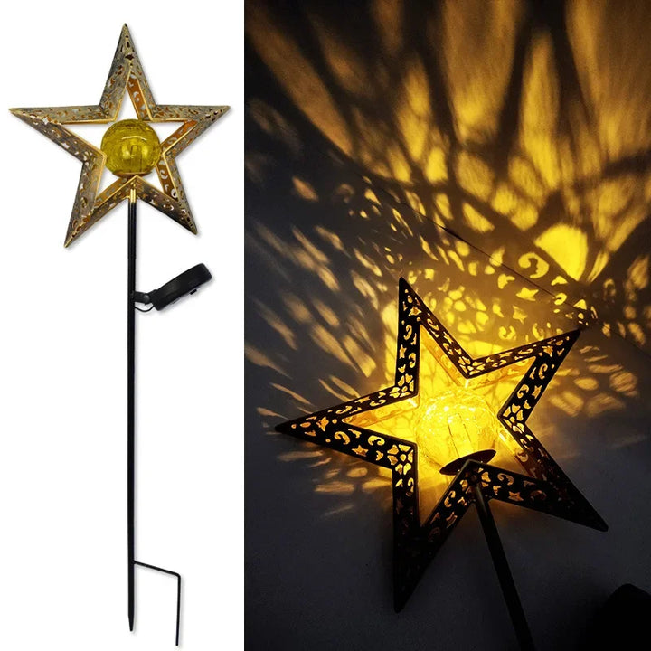 Solar Outdoor Garden Moon Lights Waterproof  LED Metal Fairy Landscape Light Perfect for Pathway and Yard Decor Antique Wrought