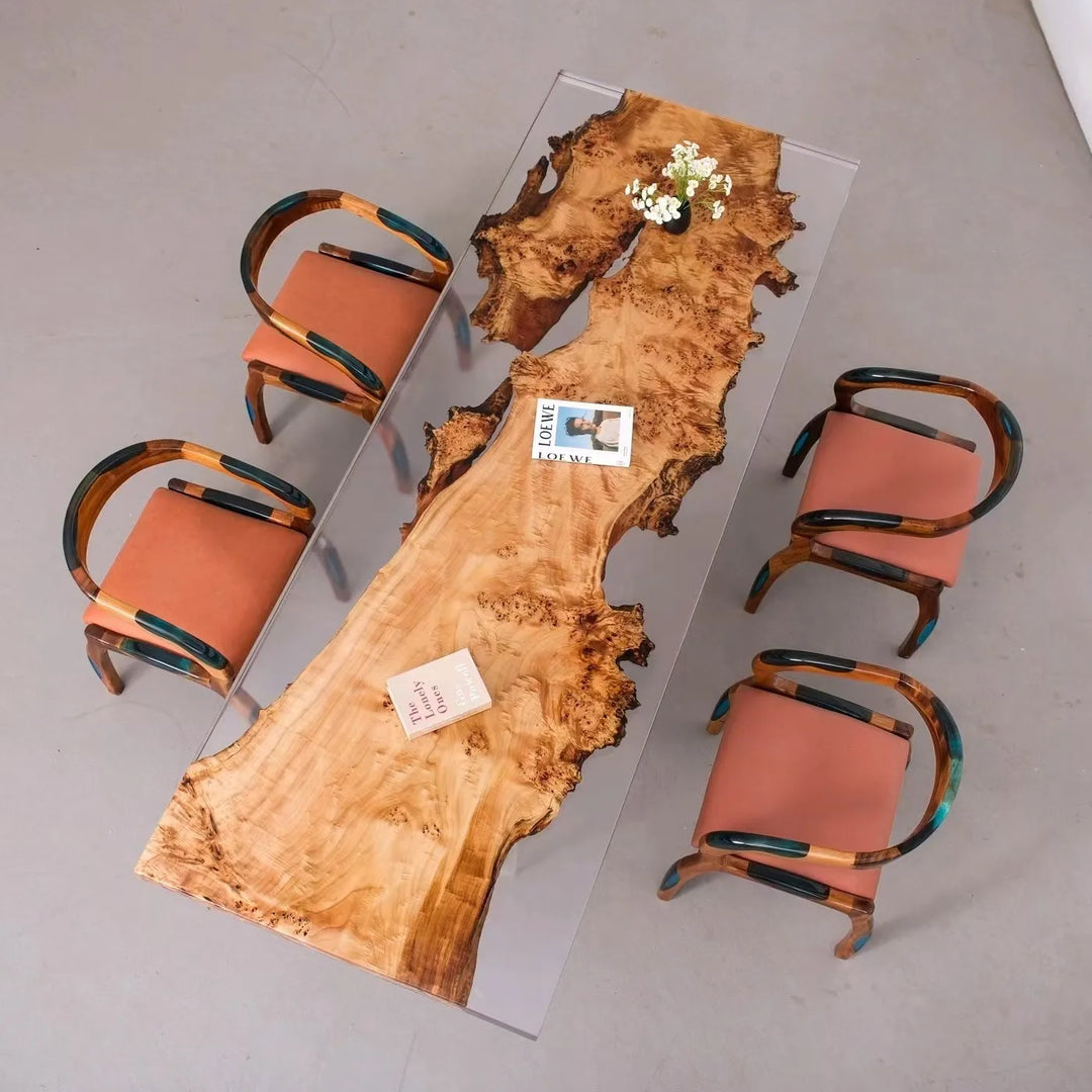 Custom coffee table Shoreline table Epoxy glue River table Solid wood desktop large board logs