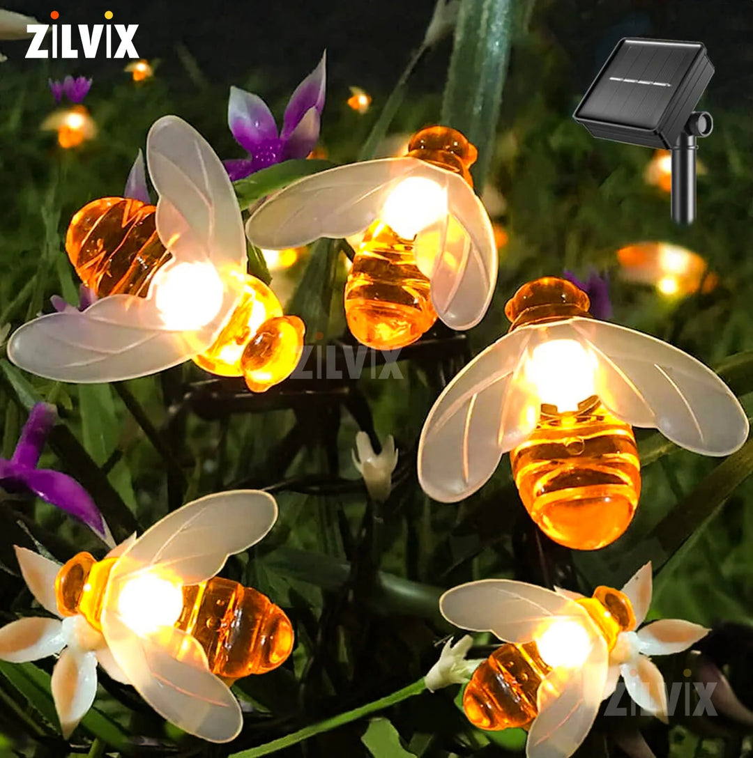 Solar Bee LED String Lights Outdoor Holiday Party Lighting Night Lamp for Garden