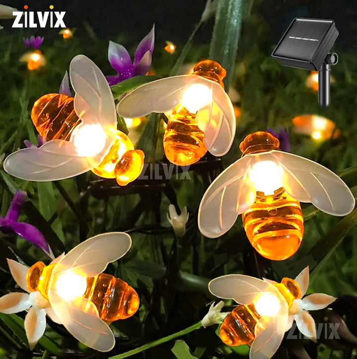 Solar Bee LED String Lights Outdoor Holiday Party Lighting Night Lamp for Garden