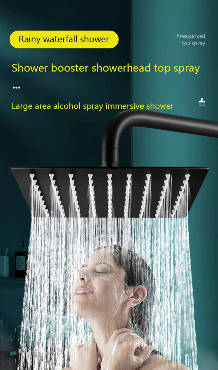 4/6/8/10/12 Inch Pressurized Rain Shower Head Stainless Steel Square Round Rain Shower Head Large Water Outlet Shower Head