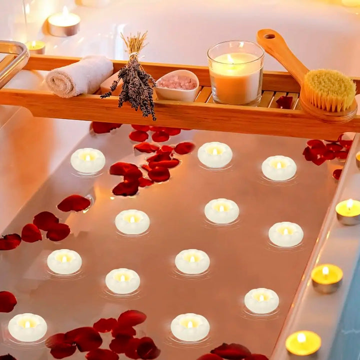 12-100PCS Flameless Floating Candles for Centerpieces Wedding LED Tealight 5.5/7.5CM Battery Operate Float Candle Pool Spa Decor