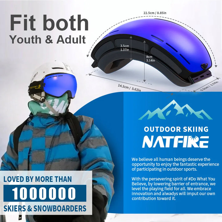 Ski Goggles Pro 100% UV400 Protection Anti Fog Interchangeable Lens Skiing Glasses Snowboard Snow Goggles for Men Women Natfire