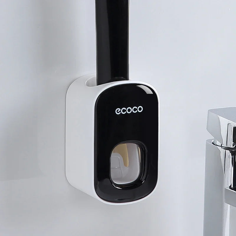 ecoco  Wall Mount Automatic Toothpaste Dispenser Bathroom Toothpaste Squeezer Dispenser Toothbrush Holder bathroom accessories