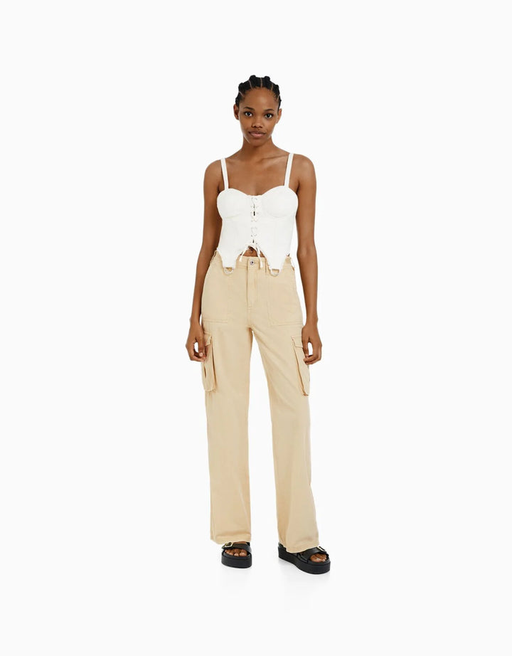 Women Cargo Pants Solid Color Spring Summer Harajuku Oversized Streetwear Hip Hop Wide Leg Trousers Joggers Baggy Sweatpants