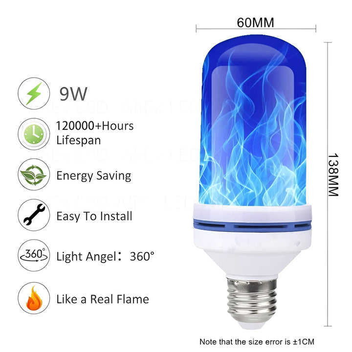 USB E14 E27 B22 Led Simulated Flame Bulbs 9W AC85-265V Luces Home Electronic Accessories Lamp Flame light Effect Bulbs Lampada