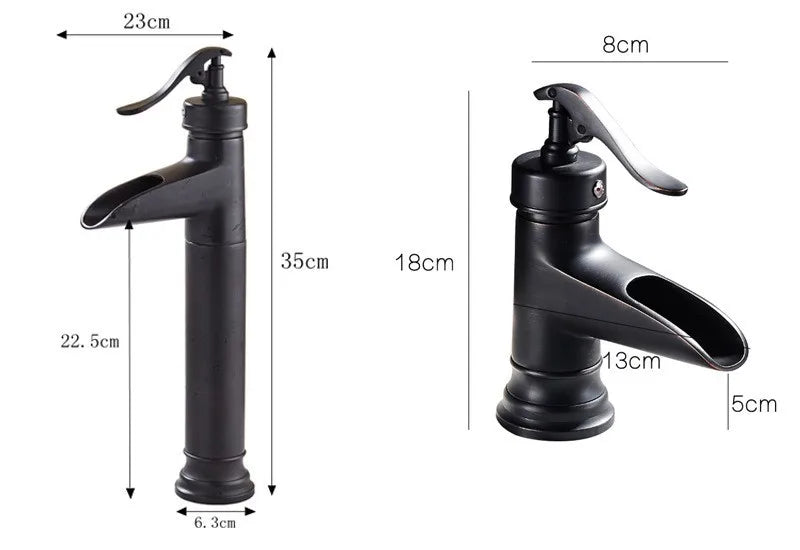 Copper antique brass washbasin hot and cold faucet European retro washbasin waterfall faucet single handle