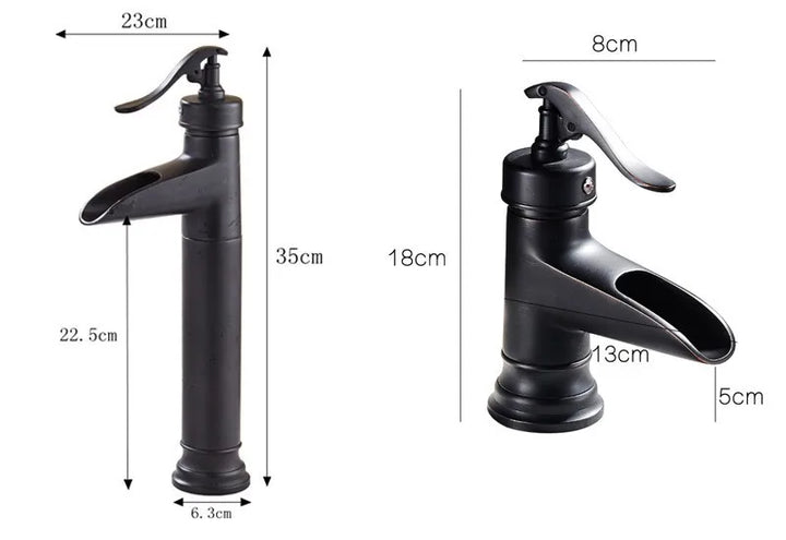 Copper antique brass washbasin hot and cold faucet European retro washbasin waterfall faucet single handle