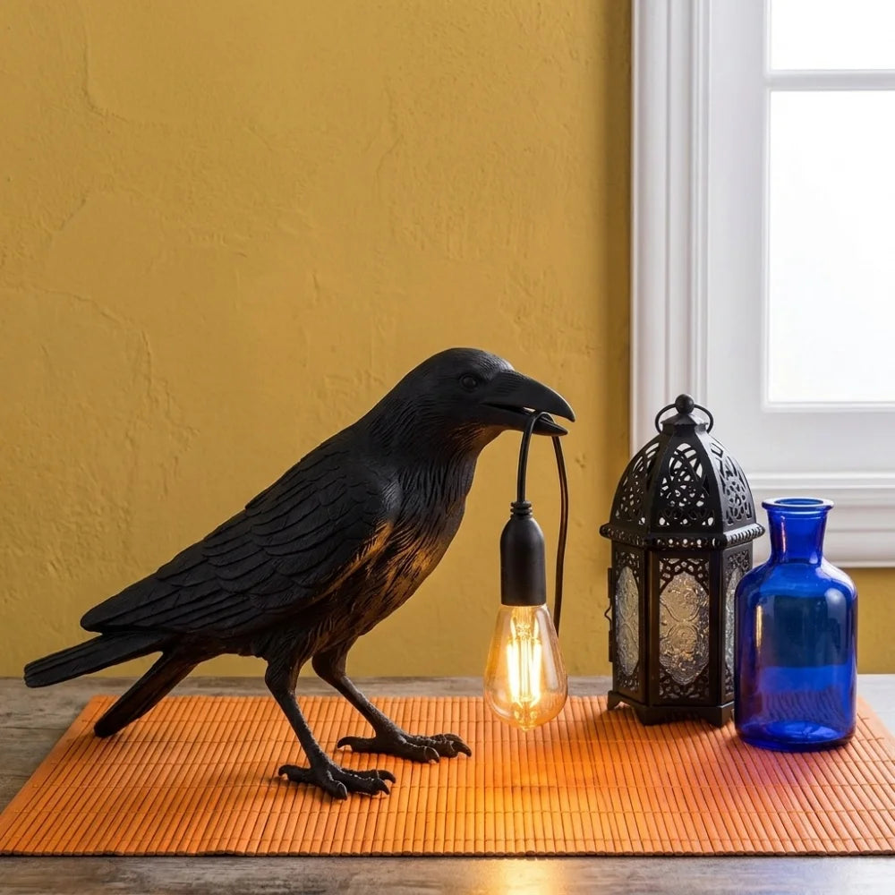 Resin Bird Table Lamp Creative Resin Animal Design Bedroom Bedside
