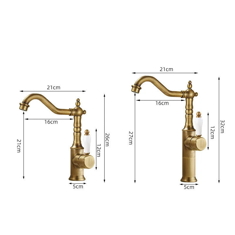 Antique Bronze Basin faucet Gold  bathroom faucet Deck Mounted Black Kitchen Faucet  sink tap Hot Cold Chrome basin Tap Brass